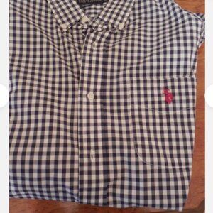 US POLO BLUE &WHITE CHECK LONG SLEEVES XL